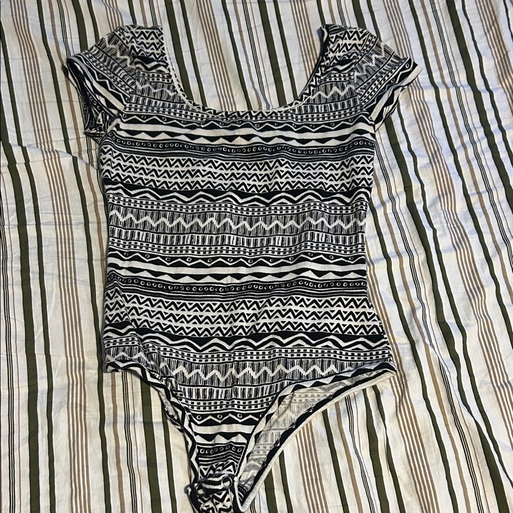 Charlotte Russe Black and White Geometric Kids Bodysuit